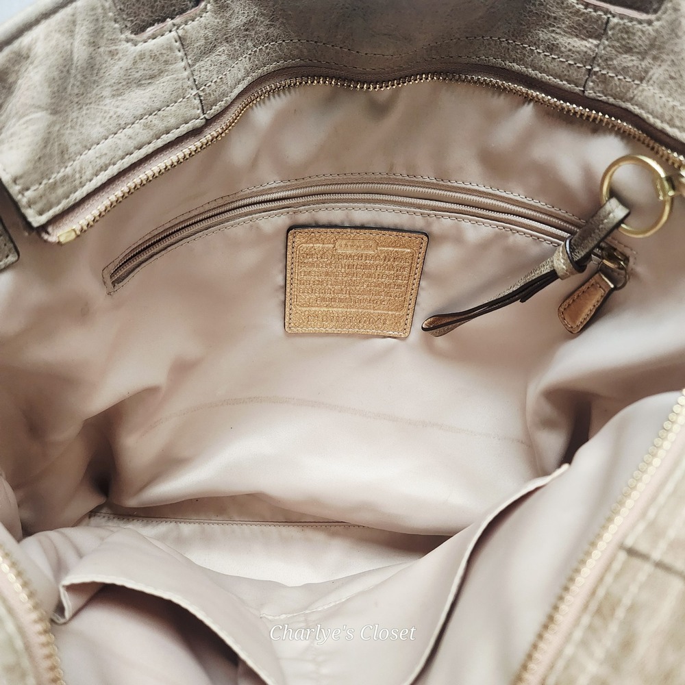 Coach Audrey 17043 Perforated Leather Logo Tote Champagne Metallic Y2K Revival - Picture 8 of 13